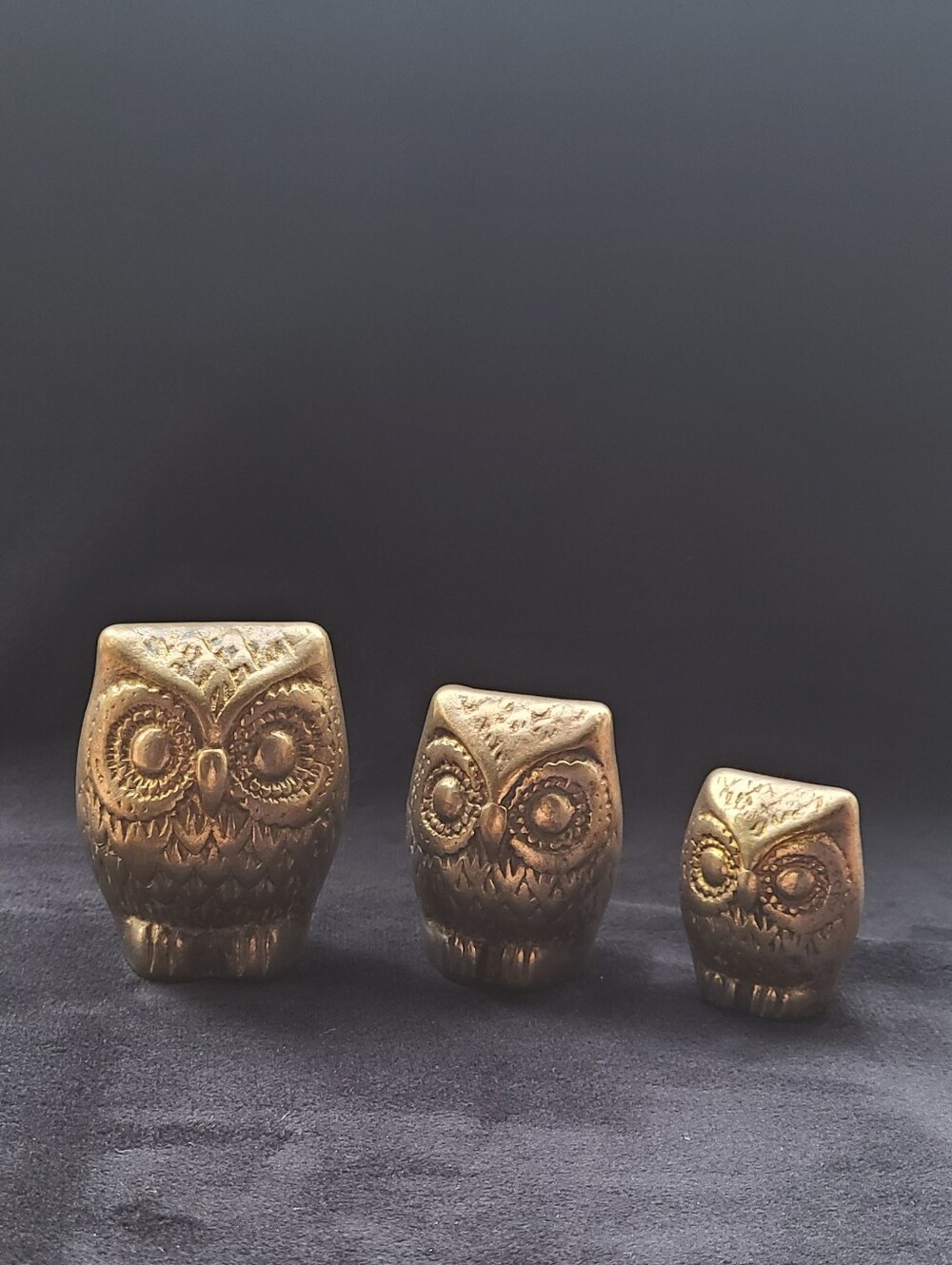 Vintage Brass Owl Set Of 3